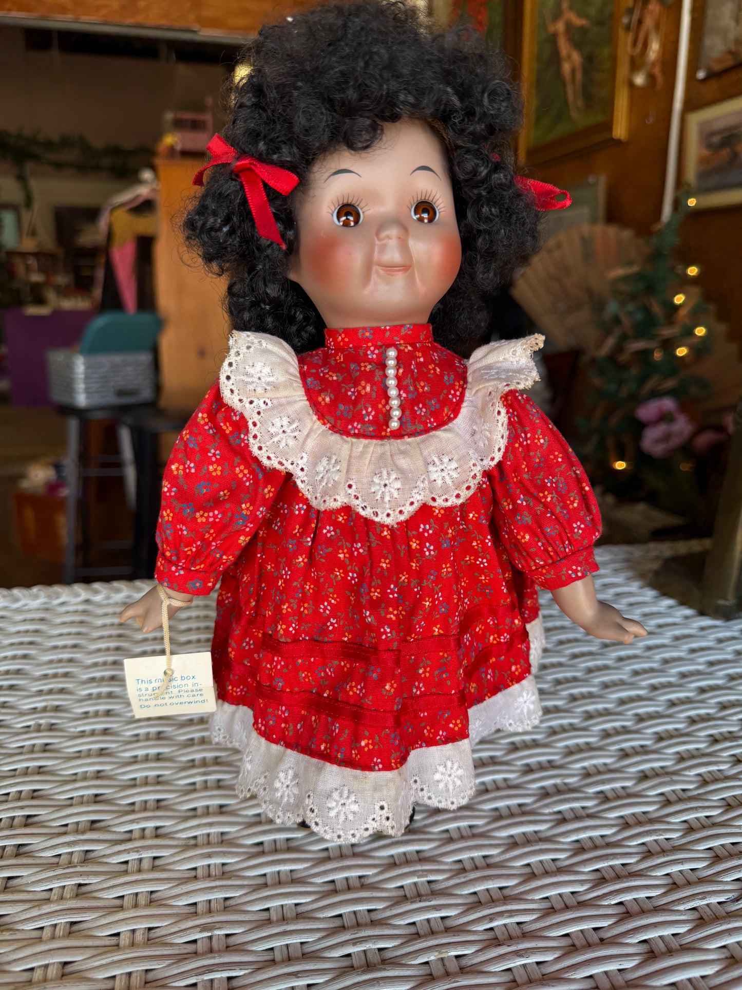 Vintage Music Box Doll - Plays Tomorrow - Bright Smile, Dark Presence - Creepy