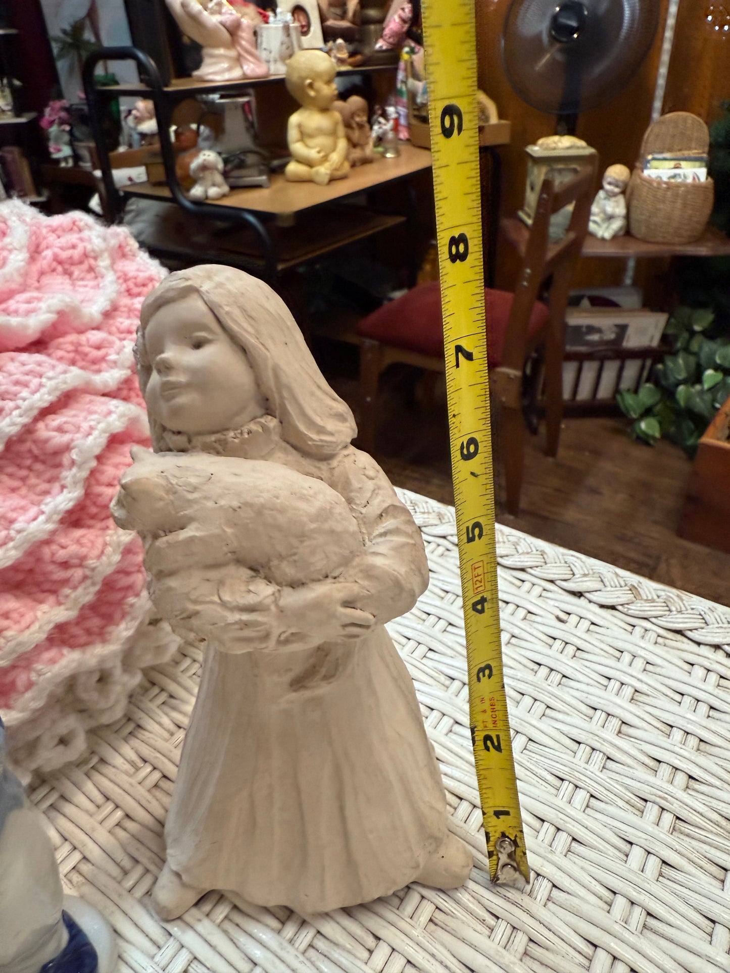 1987 Austin Prod “Bright Eyes” Statue – Girl with Cat – Haunted Manor Decor