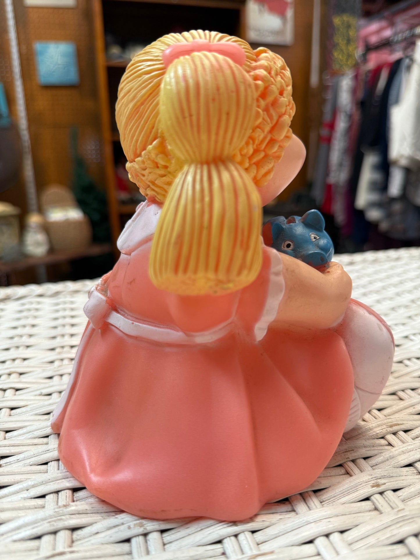 Vintage Cabbage Patch Kid Bank – Girl with Blue Piggy – 1980s Childhood