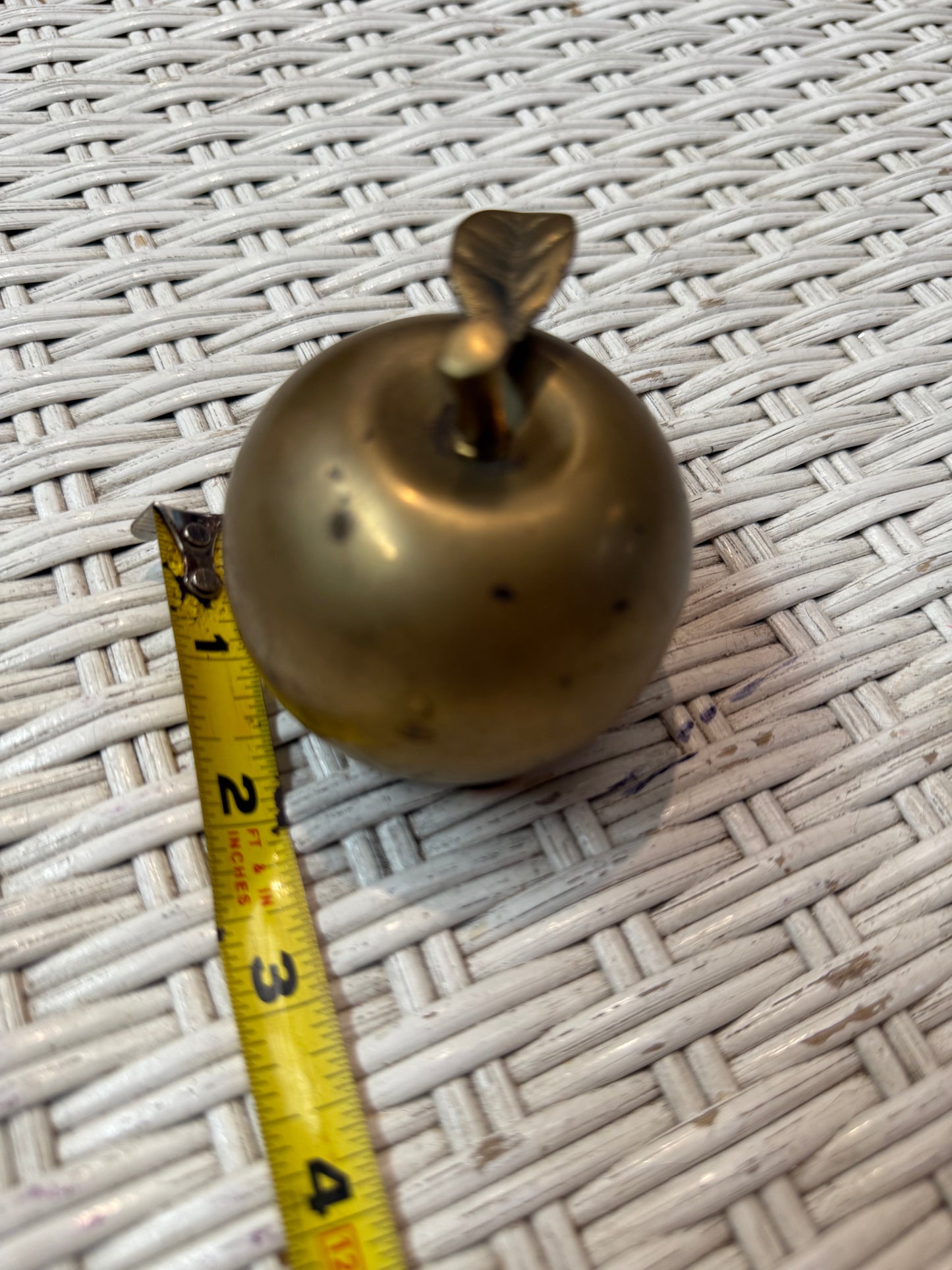 Vintage Solid Brass Apple Bell – Mid-Century Teacher Desk Charm or Curio Shelf