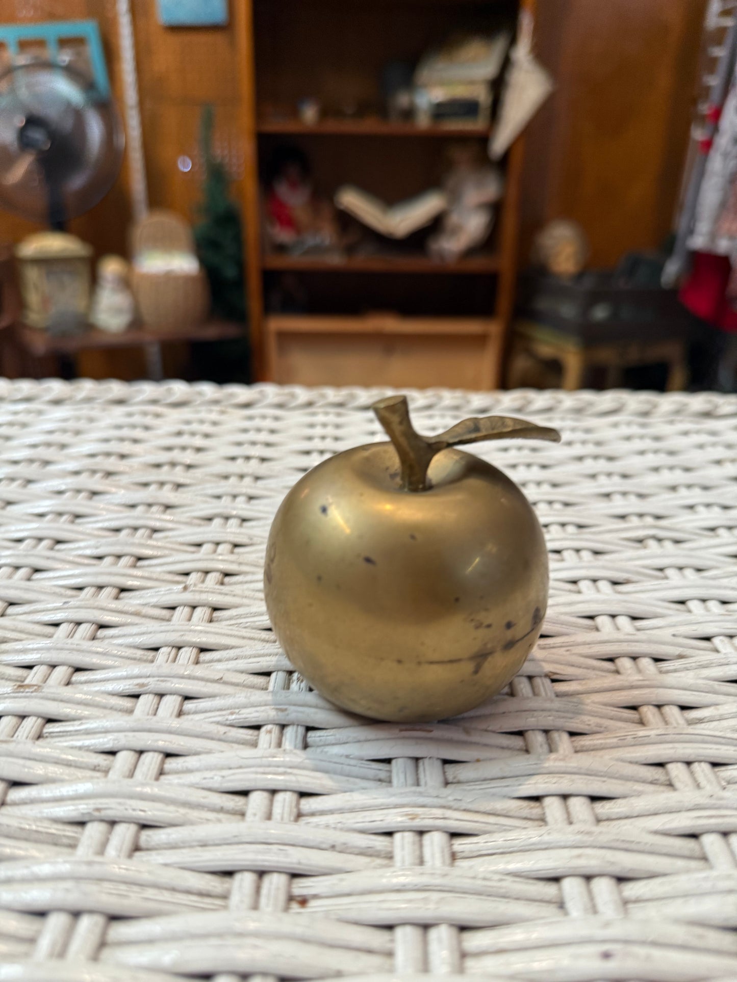 Vintage Solid Brass Apple Bell – Mid-Century Teacher Desk Charm or Curio Shelf
