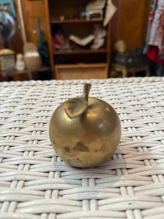 Vintage Solid Brass Apple Bell – Mid-Century Teacher Desk Charm or Curio Shelf