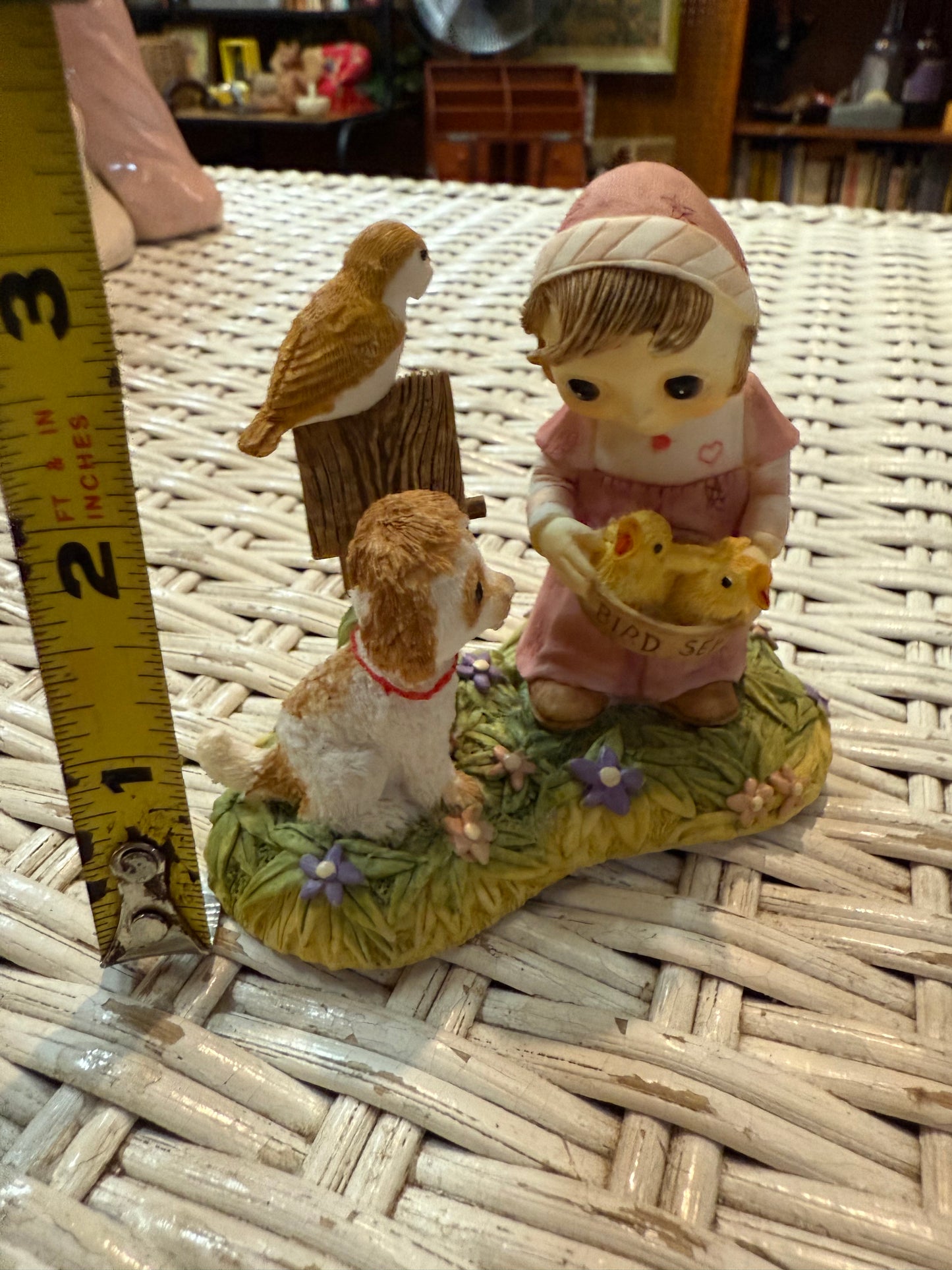 Jody’s Dream Keepers Figurine 1991 – Girl with Birds & Dog – Big Eyed Oddity