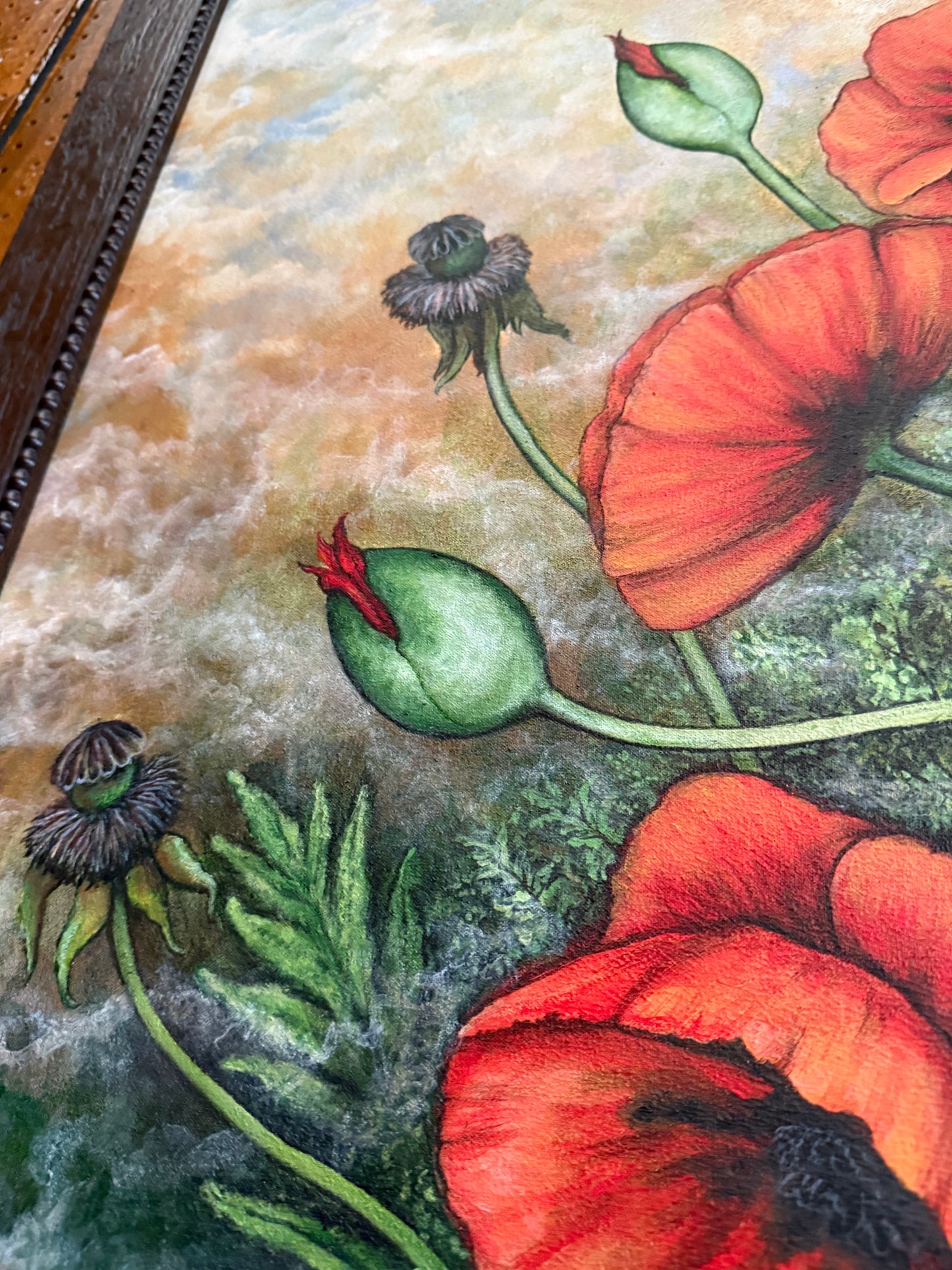 Original Painting Naked Man In Field Of Poppies 2005 Signed Framed Artwork OOAK