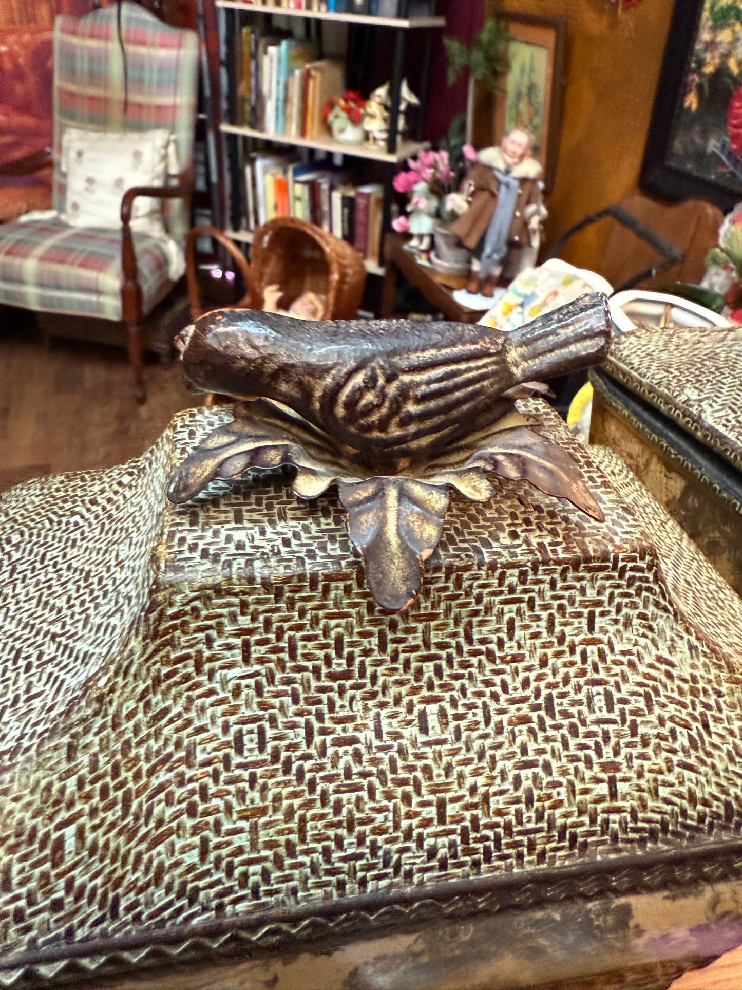 Victorian Style Lidded Boxes w/ Bird Finials – Floral Panels – Set of 2 – 9”