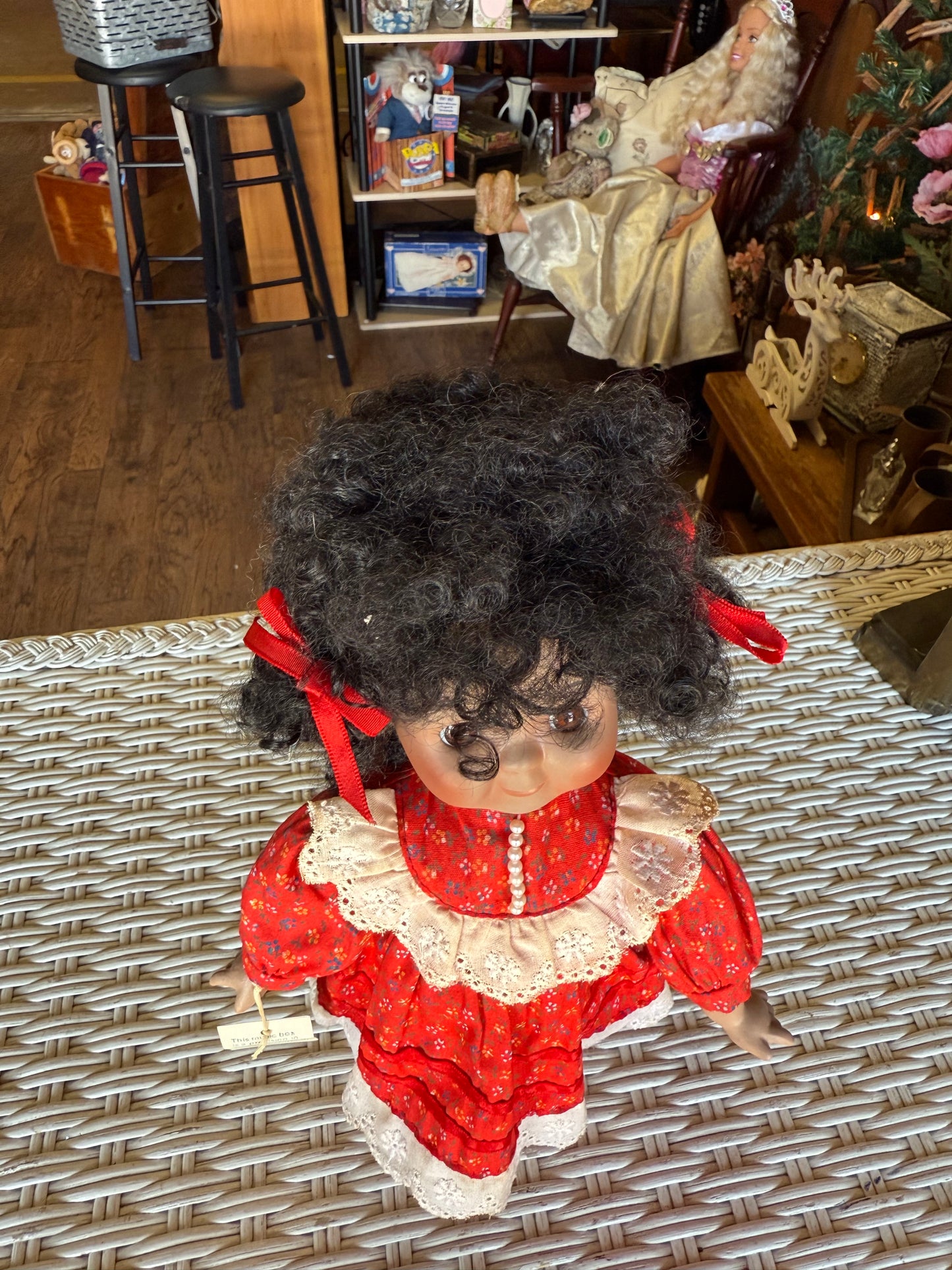 Vintage Music Box Doll - Plays Tomorrow - Bright Smile, Dark Presence - Creepy