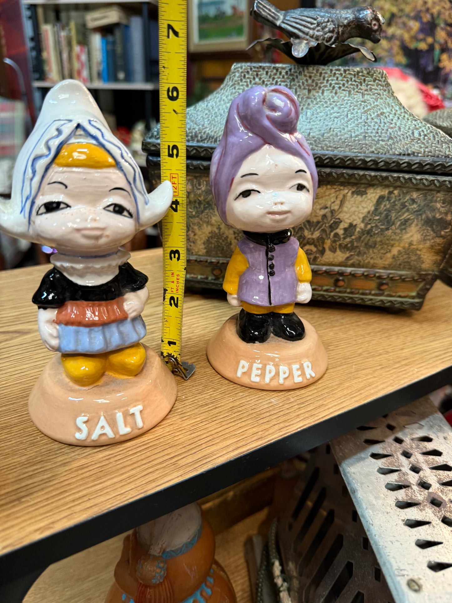1980 Hand-Painted Salt & Pepper Shaker Set – Signed – 6” International Child