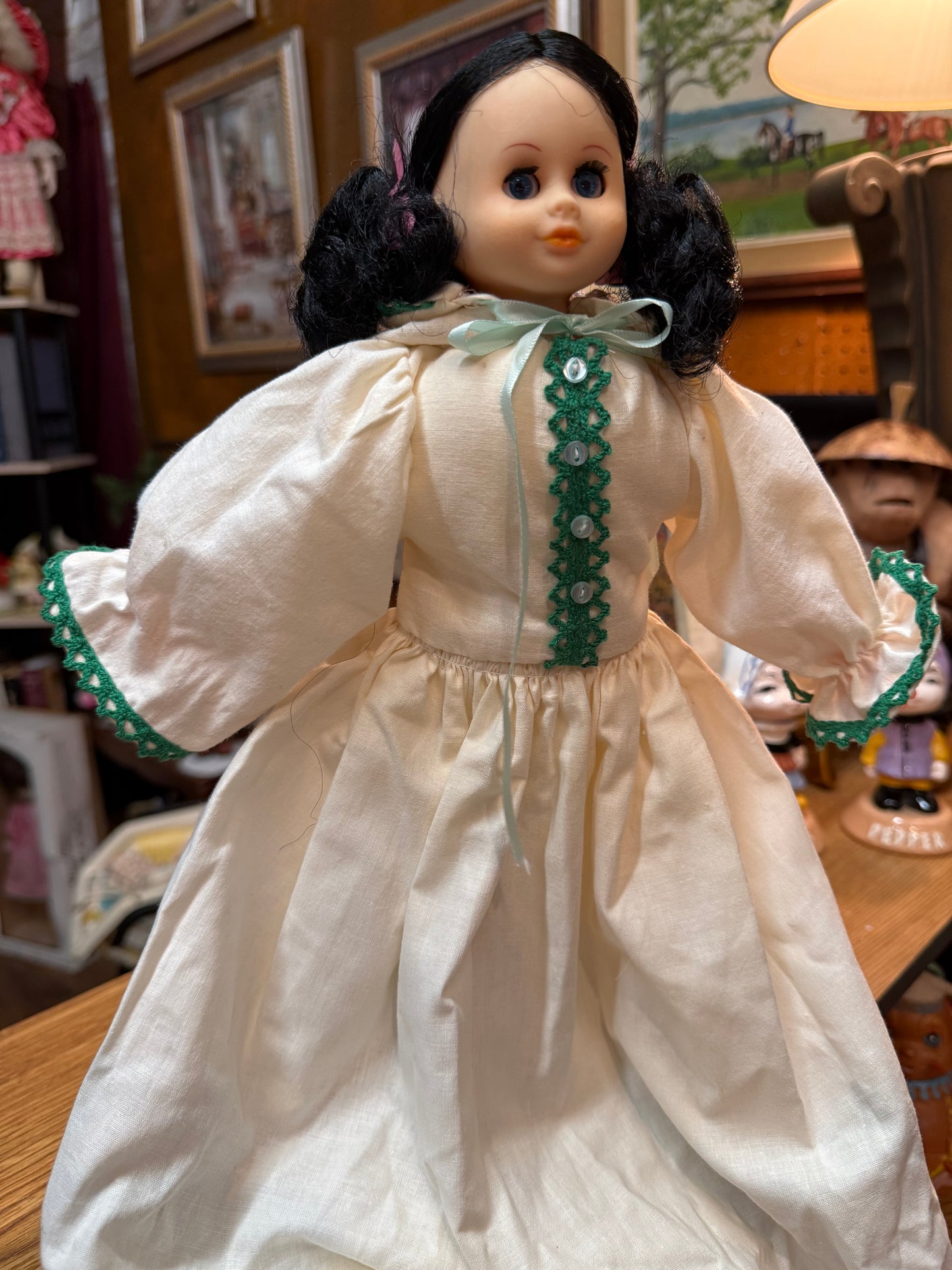 Southern Belle Clothespin Doll – Handcrafted Vintage Charm with Homemade Dress