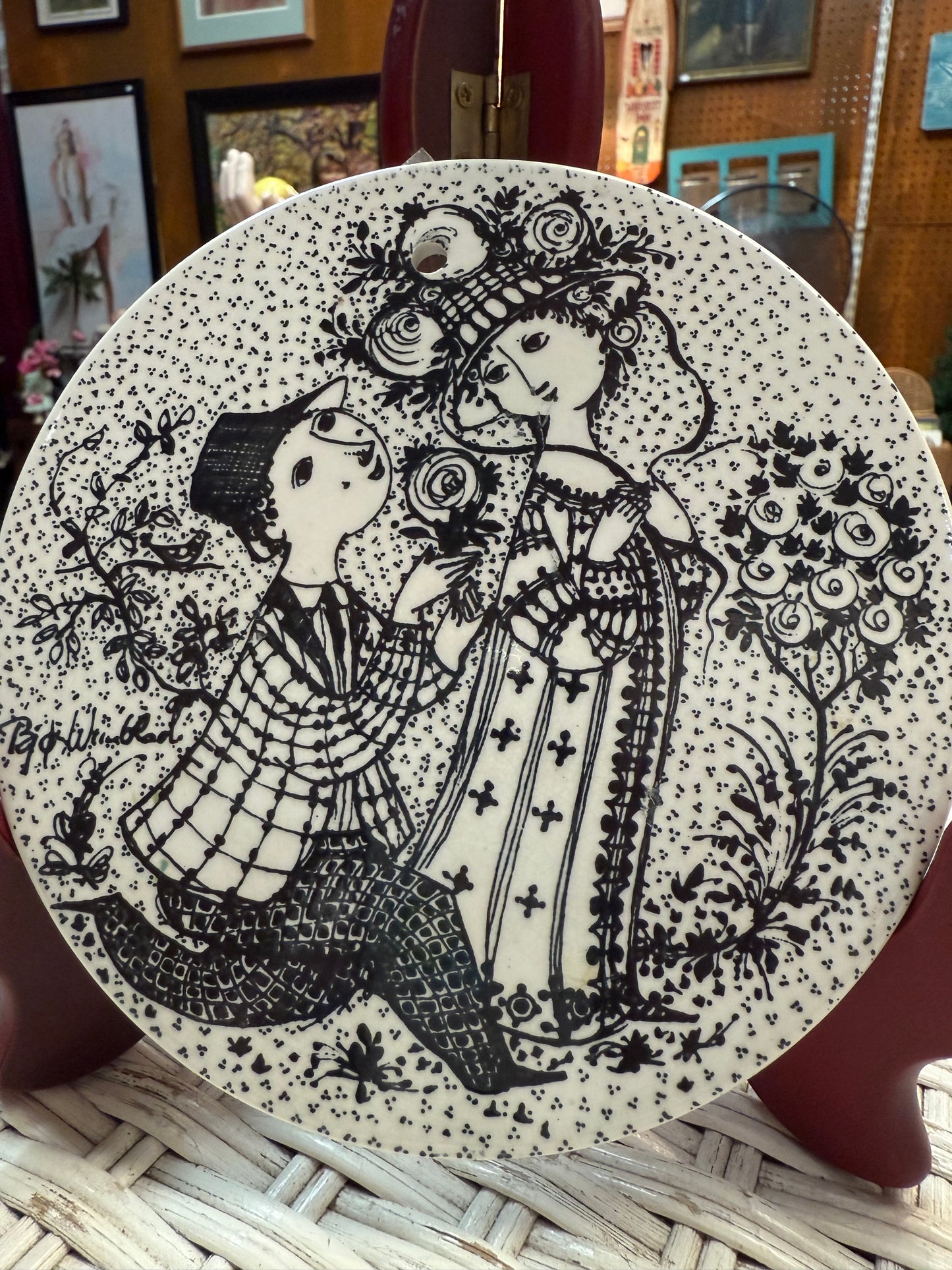 Juni Roser Bjørn Wiinblad Wall Plate – Nymolle Denmark – Romantic Danish MCM Art