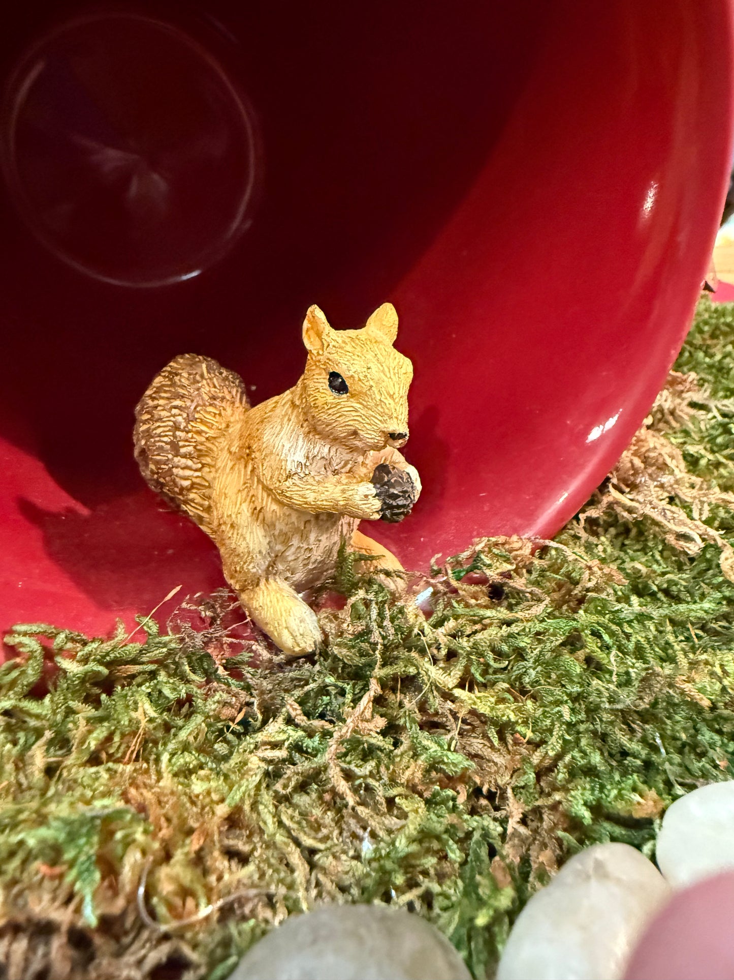 Whimsical “Fairies Welcome” Teacup Garden – Squirrel, Fairy, Moss & Magic!