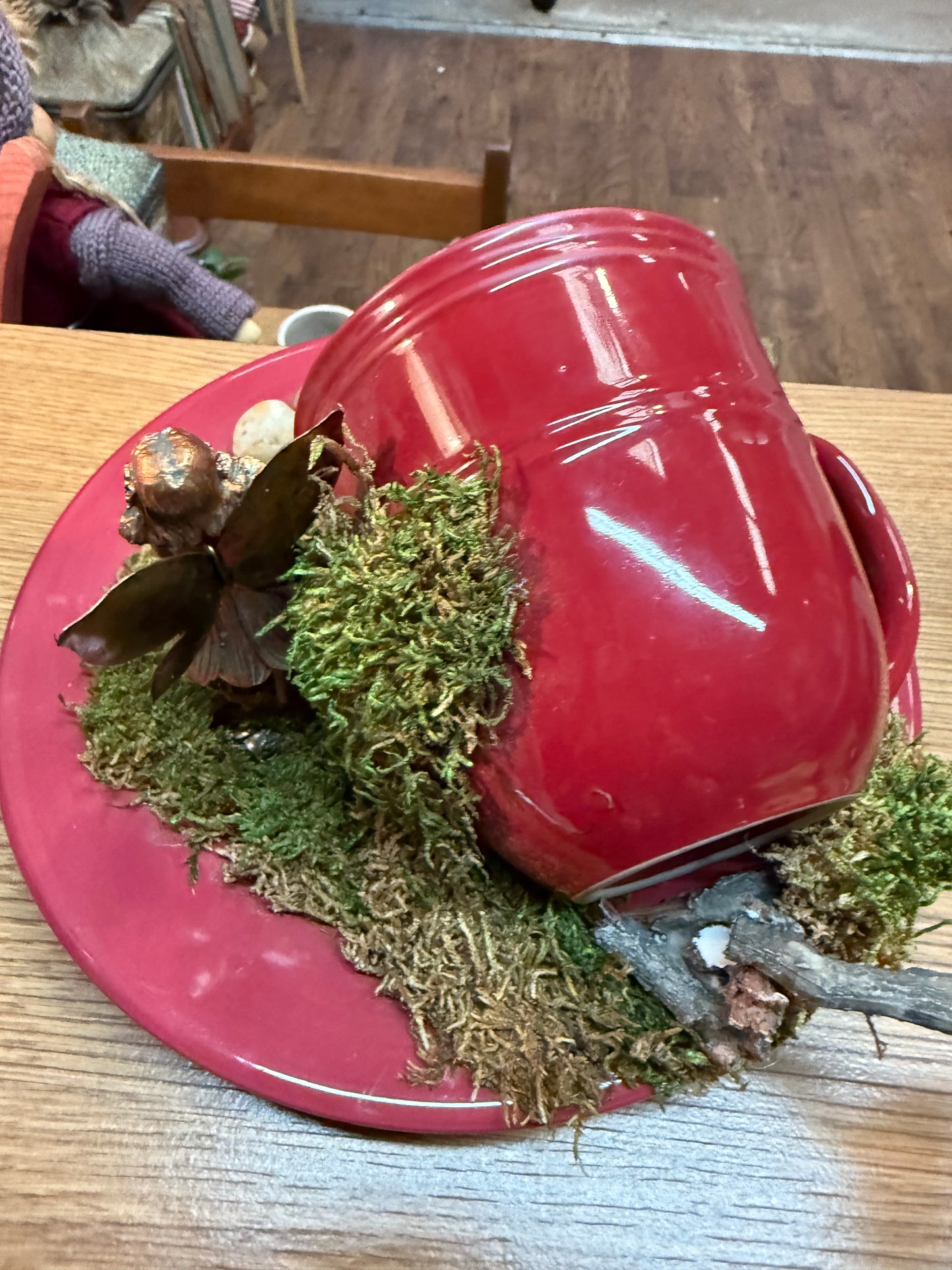 Whimsical “Fairies Welcome” Teacup Garden – Squirrel, Fairy, Moss & Magic!