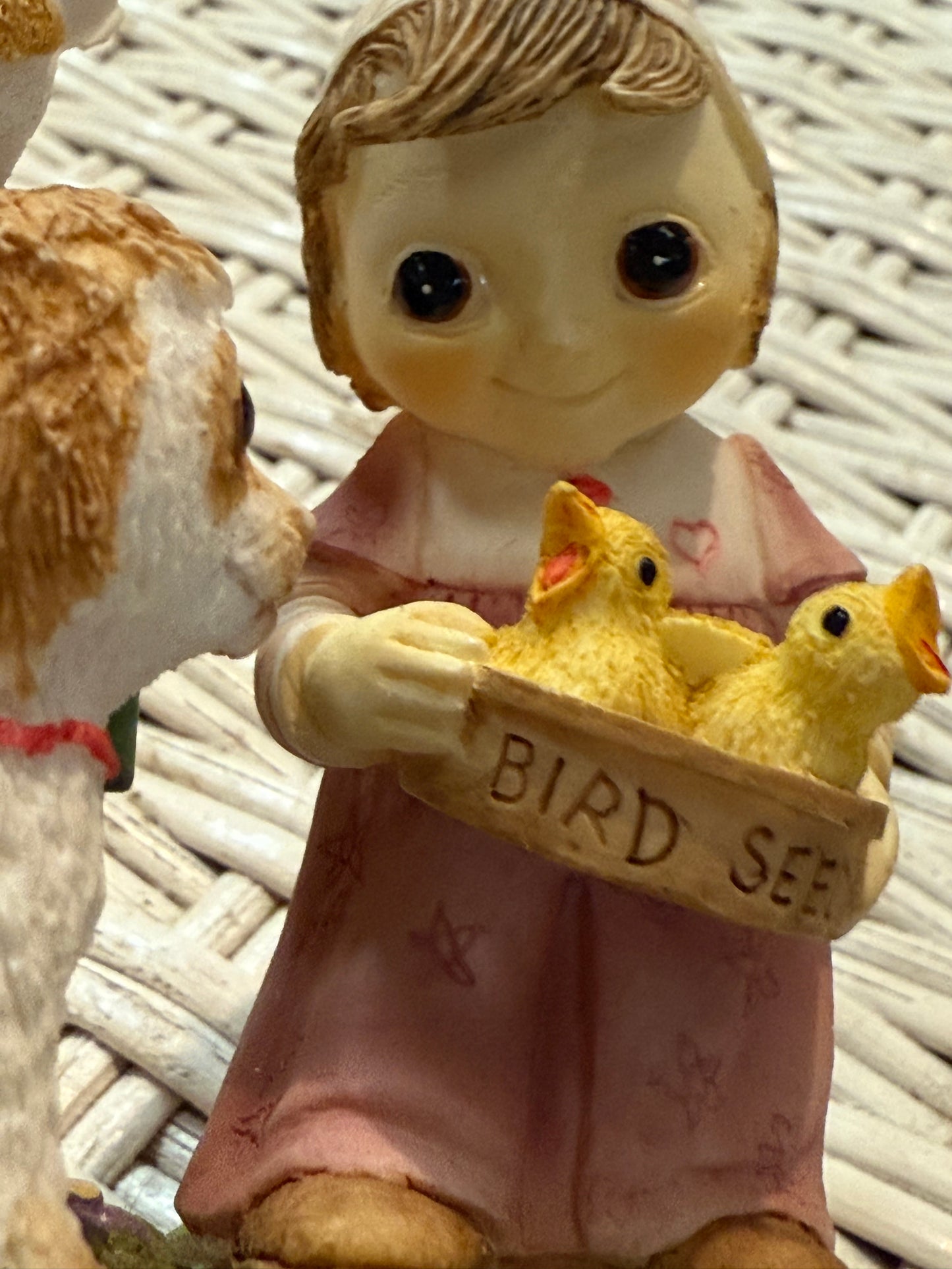 Jody’s Dream Keepers Figurine 1991 – Girl with Birds & Dog – Big Eyed Oddity