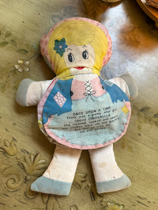 1977 Dan-Dee Imports Cinderella Storybook Flip Doll – Vintage Cloth Fairy Tale