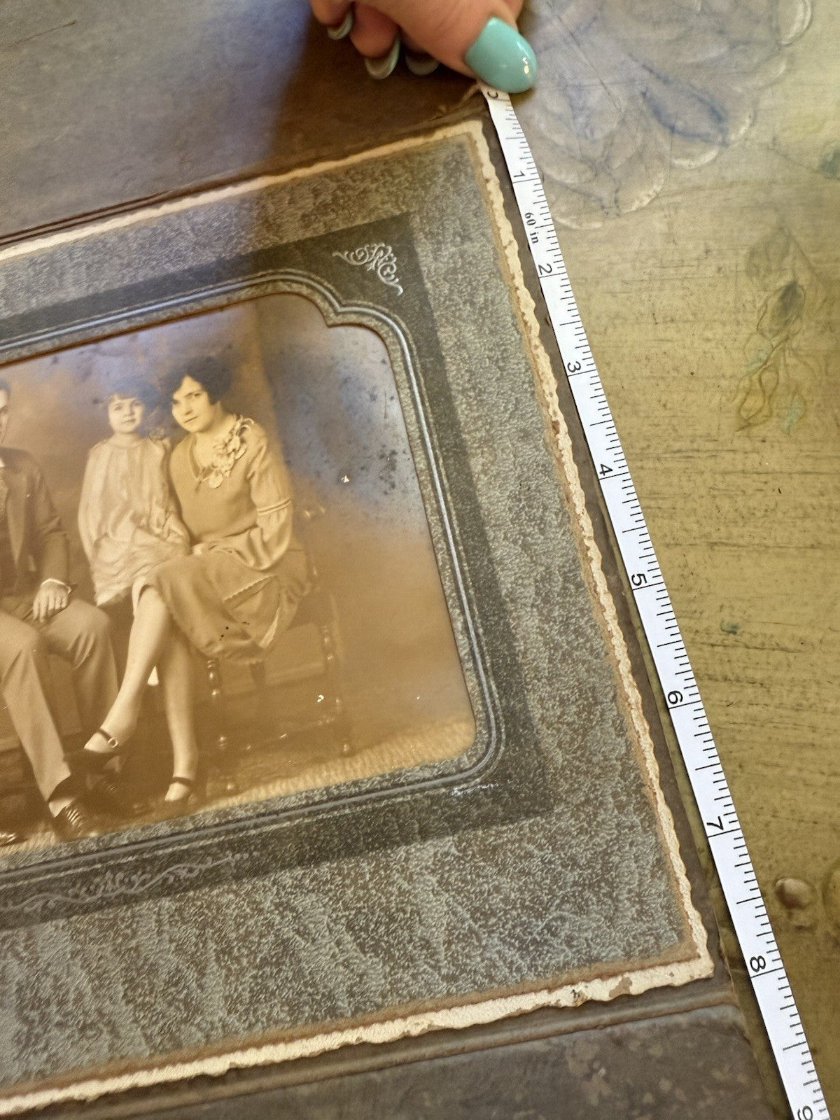 Antique Sepia Family Portrait – 1920s Formal Photograph in Original Folio Frame