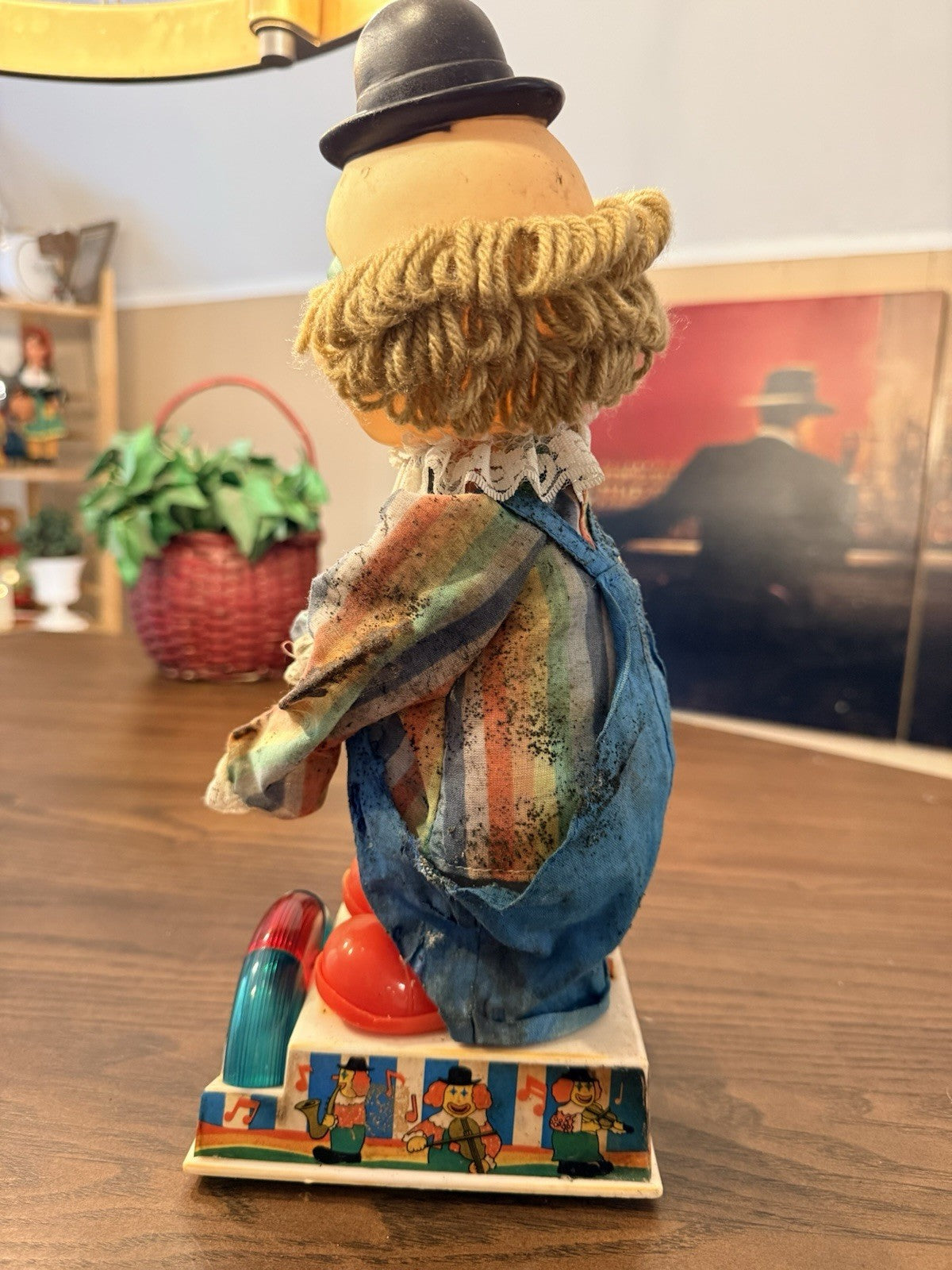 Creepy Vintage Clown Toy - Lights & Music Work • Distressed, Eerie Circus Vibe