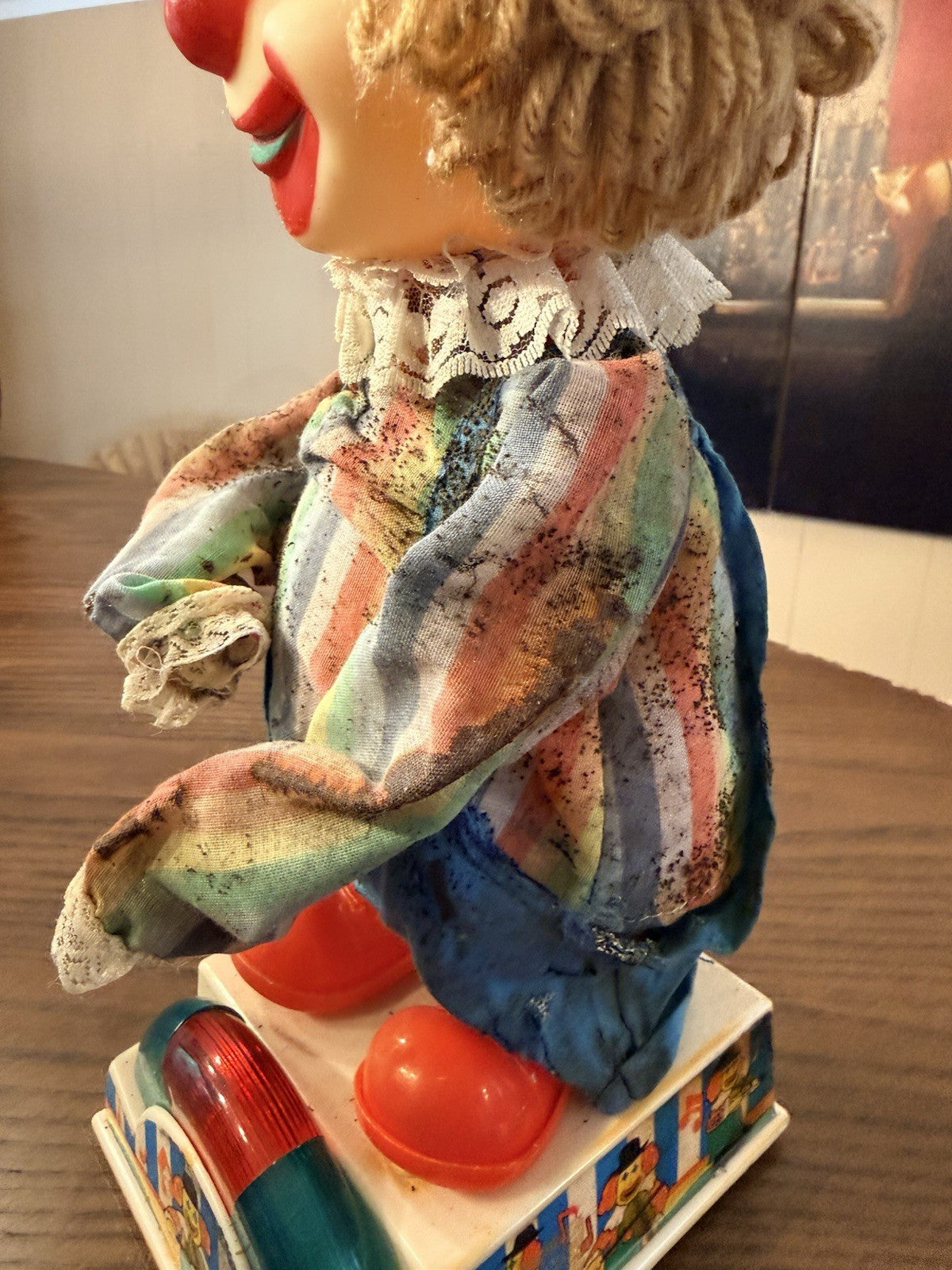 Creepy Vintage Clown Toy - Lights & Music Work • Distressed, Eerie Circus Vibe
