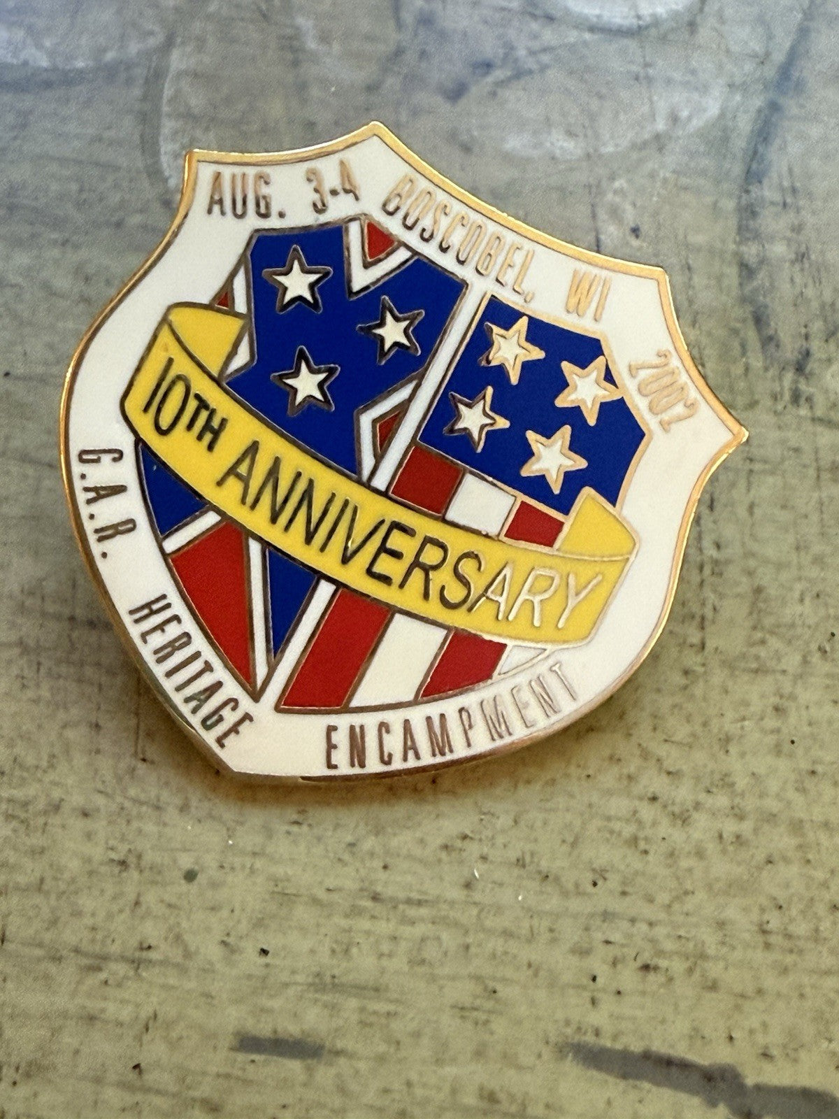 2002 GAR Heritage Encampment 10th Anniversary Pin – Boscobel WI Civil War Badge