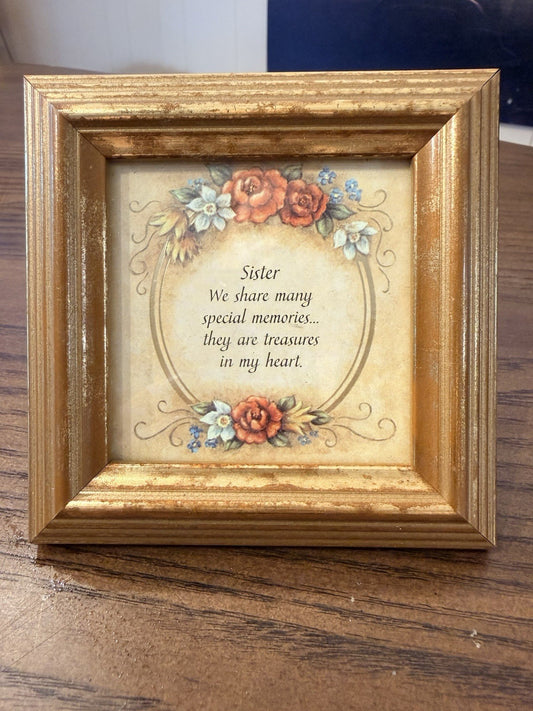 1980s Heartfelt “Sister” Mini Framed Art Kathy Seek Better Times Together Decor