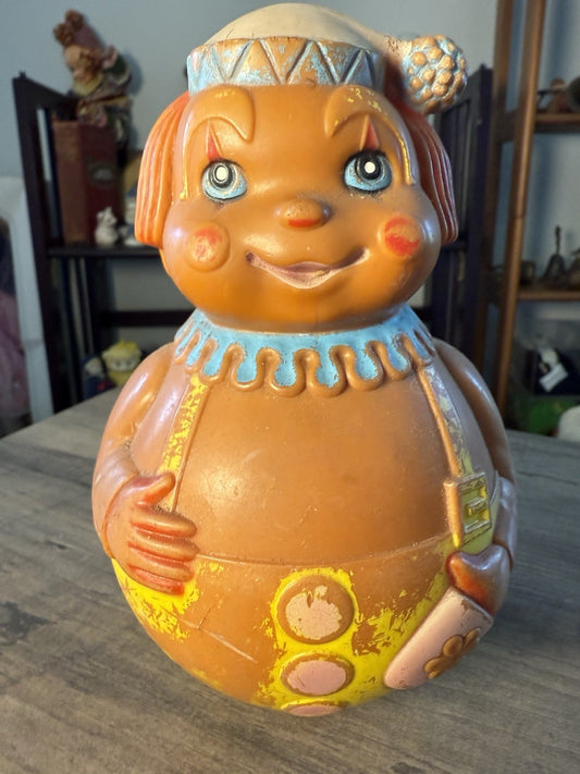 1972 Clown Roly Poly Vintage Chime Toy First Years -Disturbingly Delightful