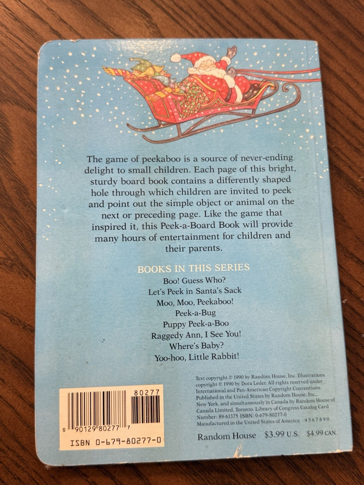 Let’s Peek in Santa’s Sack Board Book 1990 Dora Leder Vintage Peek-a-Board Funny