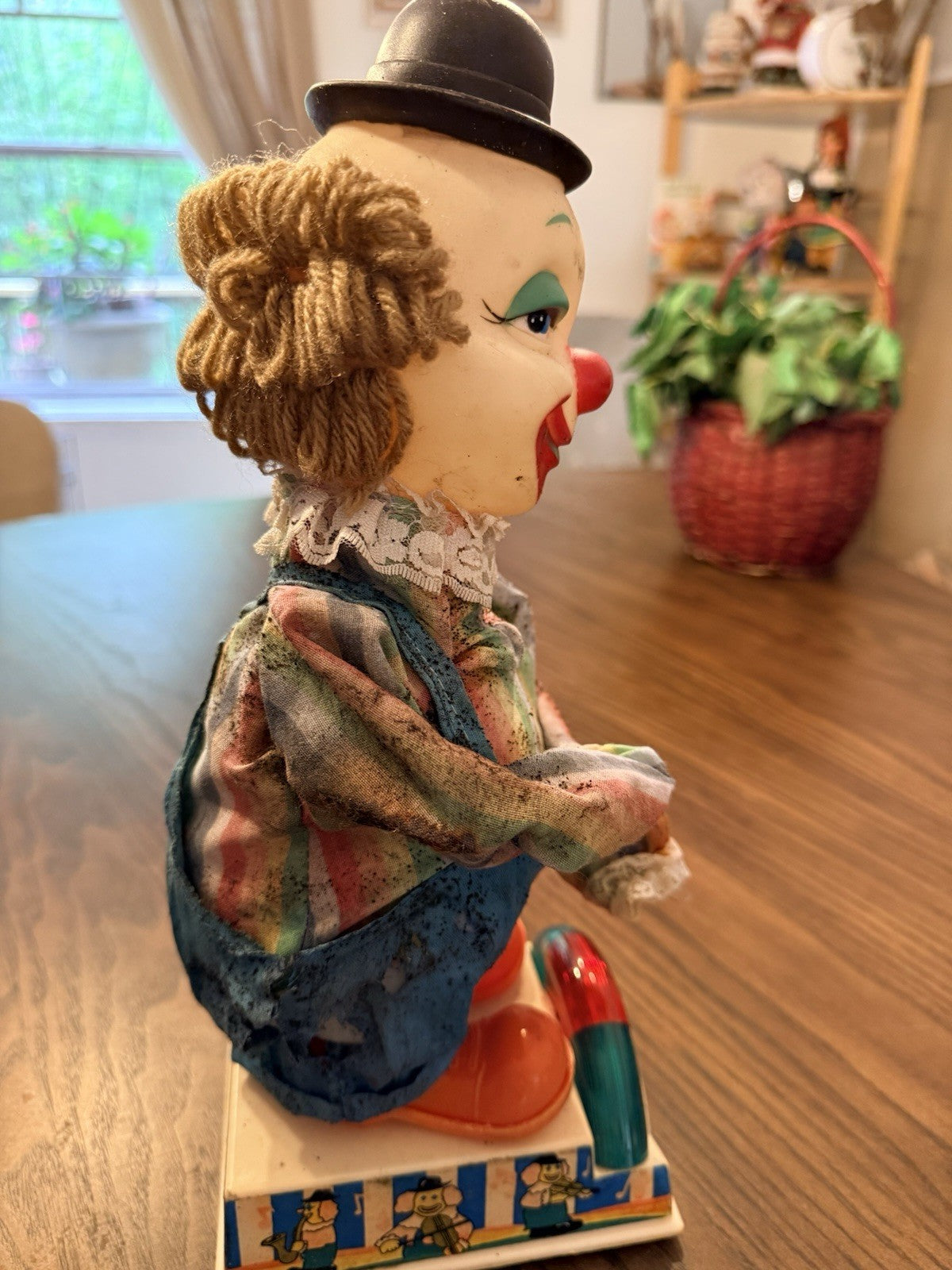 Creepy Vintage Clown Toy - Lights & Music Work • Distressed, Eerie Circus Vibe