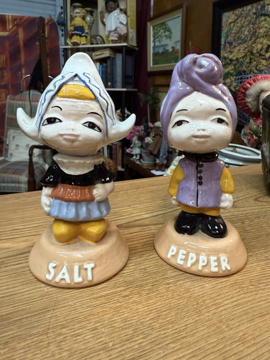 1980 Hand-Painted Salt & Pepper Shaker Set – Signed – 6” International Child