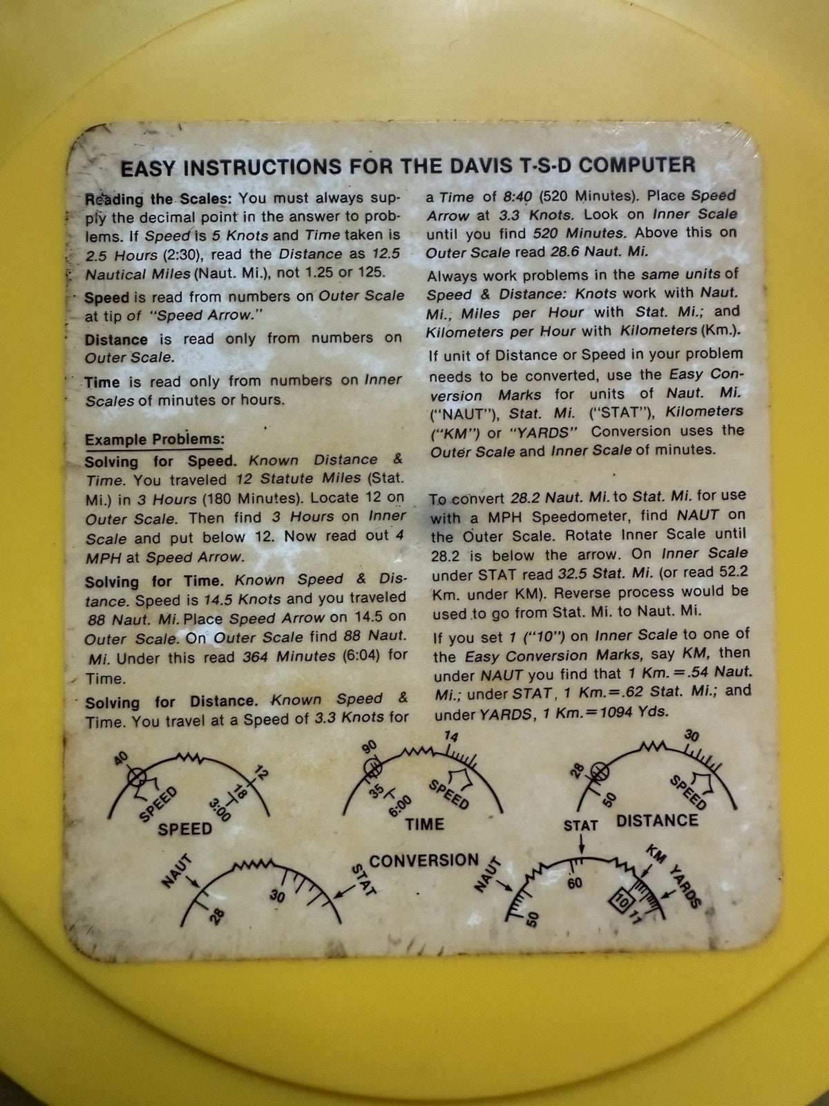 Vintage Davis Instruments T-S-D Computer – Nautical/Aviation Time Speed Distance