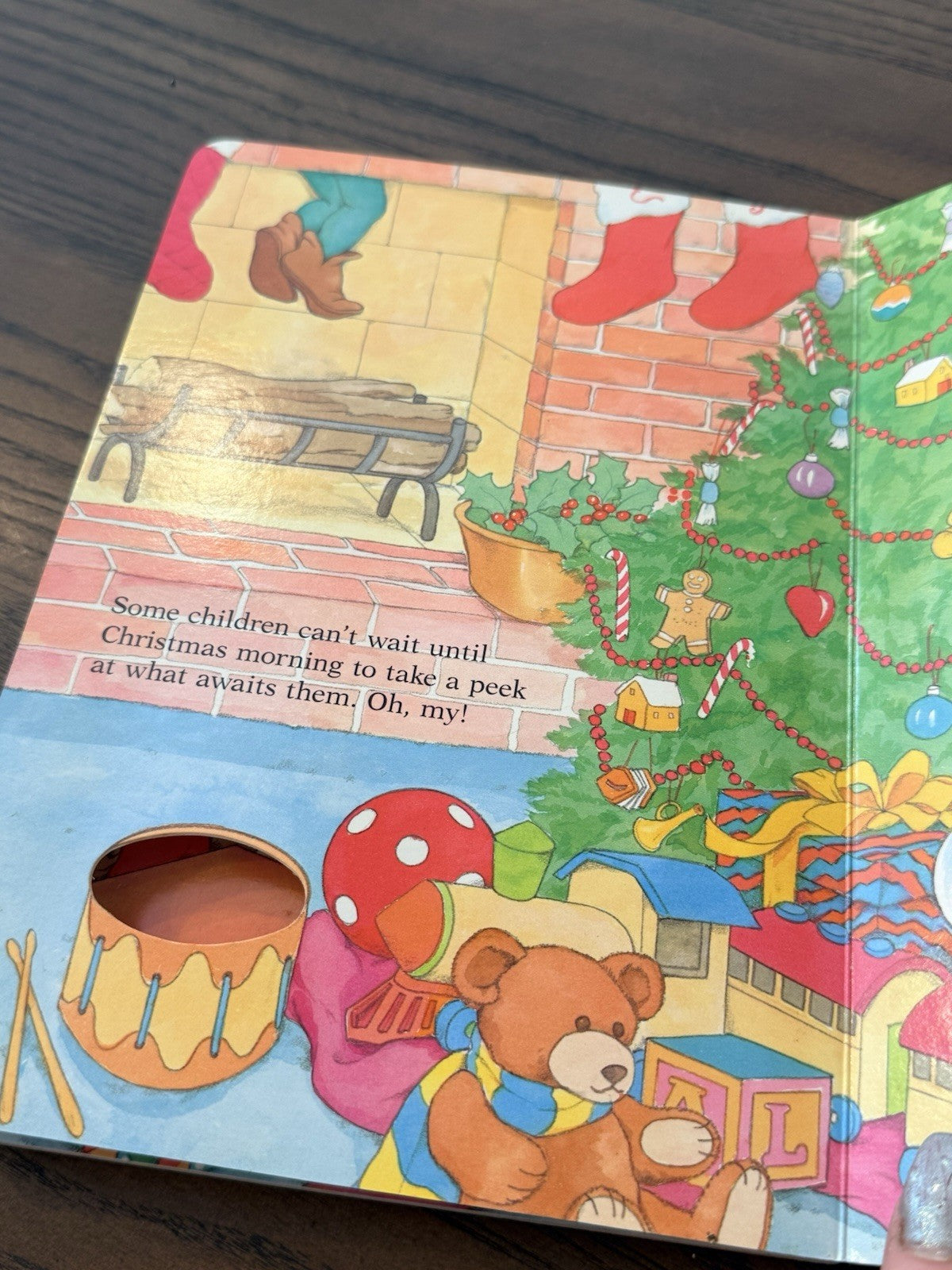 Let’s Peek in Santa’s Sack Board Book 1990 Dora Leder Vintage Peek-a-Board Funny