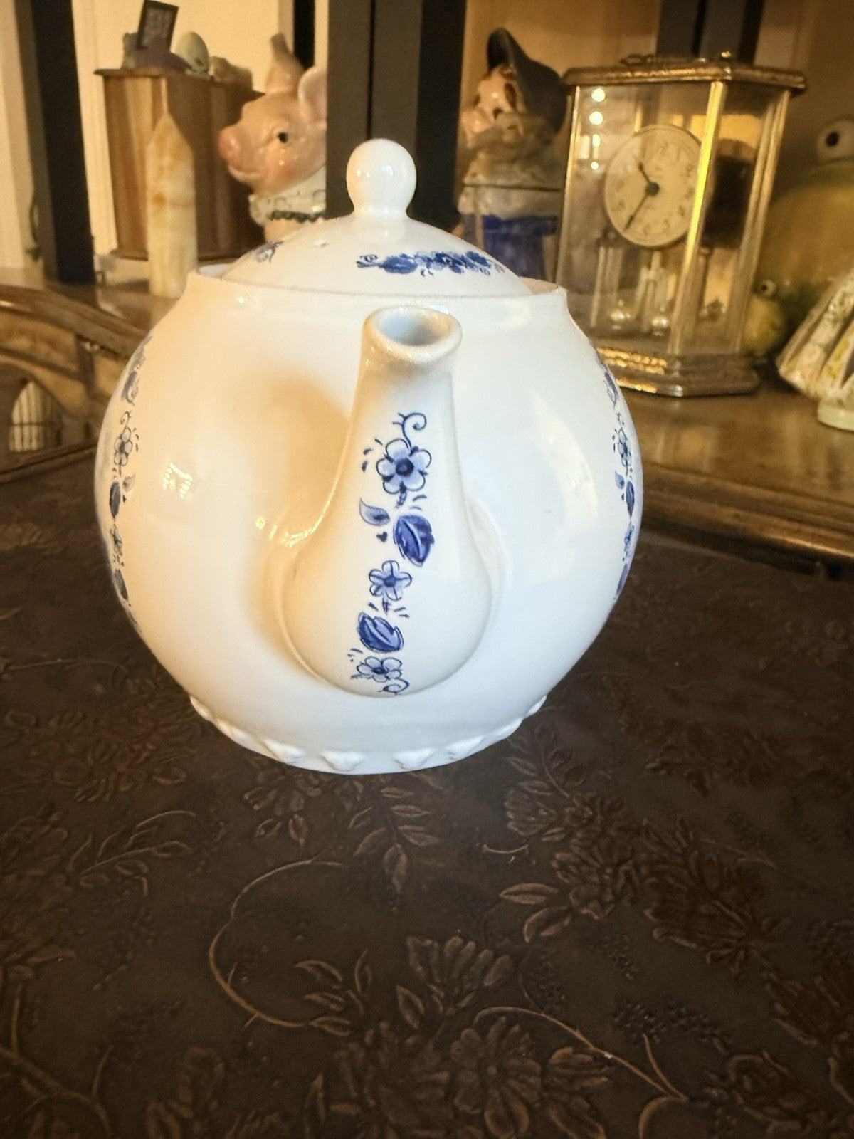 Disney Cinderella Castle Teapot Blue White Transferware Made in Thailand