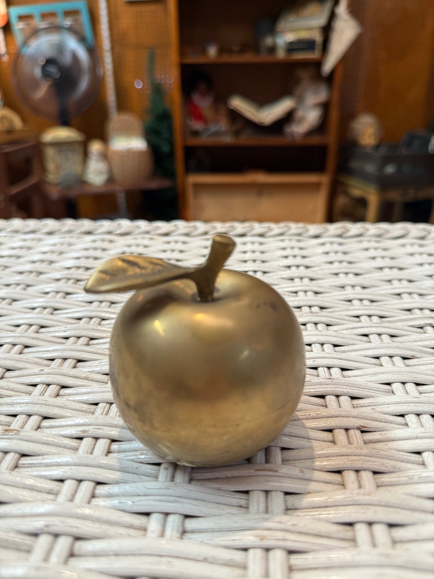 Vintage Solid Brass Apple Bell – Mid-Century Teacher Desk Charm or Curio Shelf
