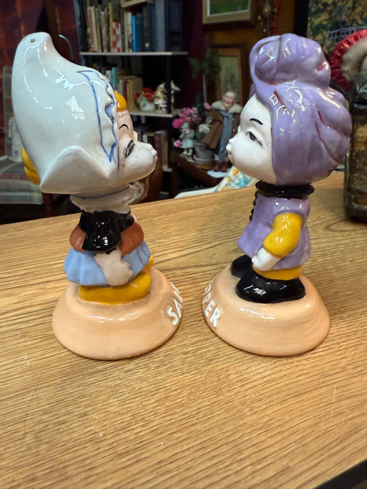 1980 Hand-Painted Salt & Pepper Shaker Set – Signed – 6” International Child